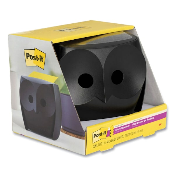 Owl-Shaped Dispenser, For 3x3 Pad, Black, 45-Sheet Citron Super Sticky Dispenser Pop-Up Pad